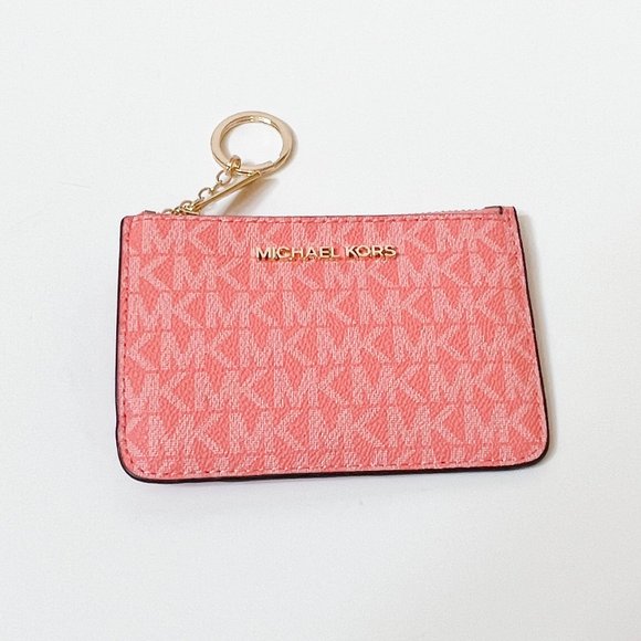 Michael Kors Jet Set Travel Small Coin Pouch ID Key Holder Wallet MK Grapefruit - Picture 6 of 11